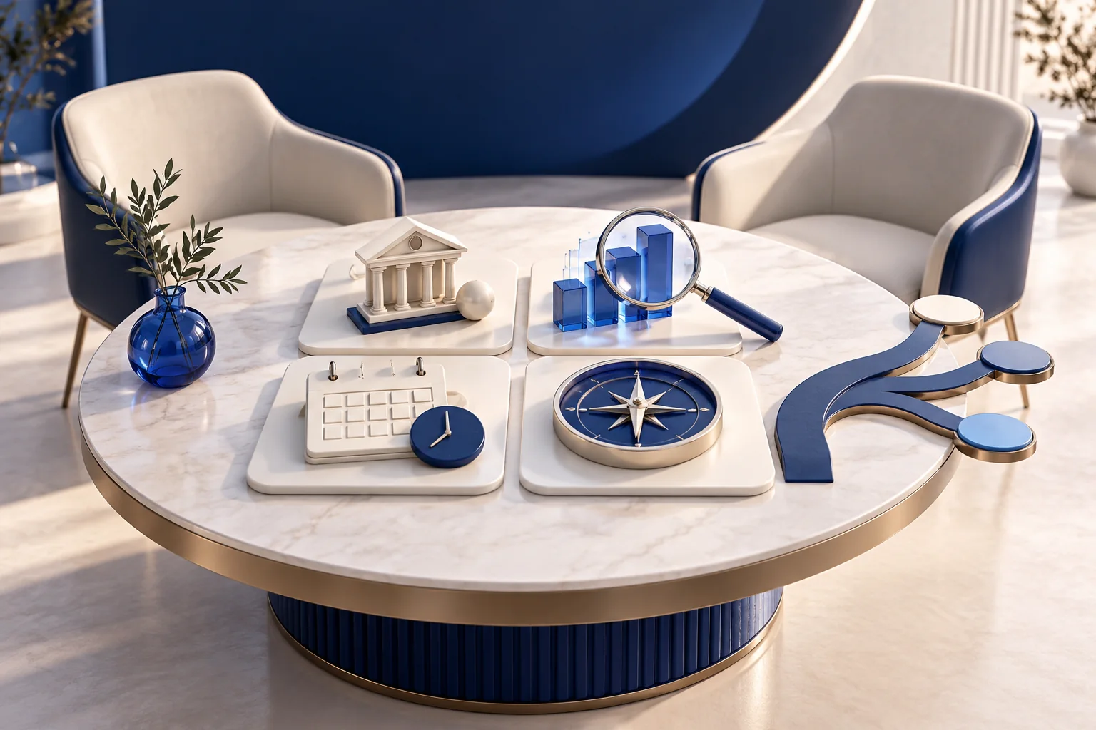 A consultation table combines models for legal questions, market evidence, cash timing and business direction.