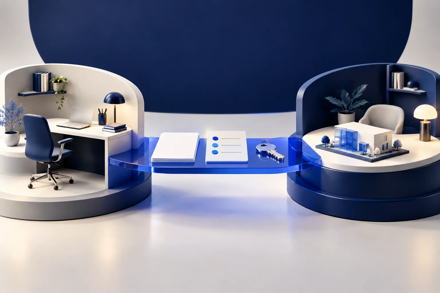 Two separate workspaces share a bounded project brief and a controlled handover.