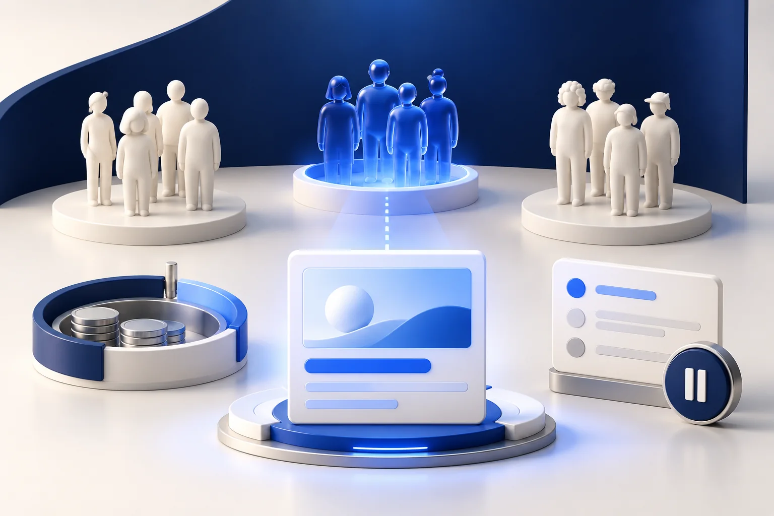 A bounded spotlight connects one relevant audience segment to an offer and a review control.