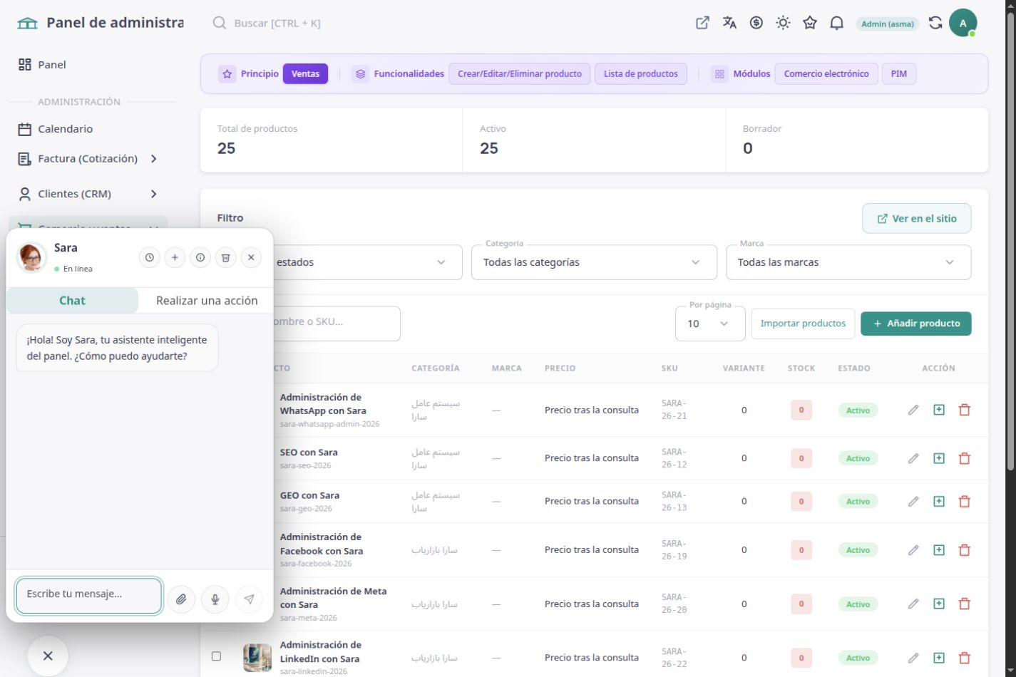 Espacio de ASMA Shop en español para asistencia de compra